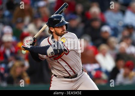 Washington, DC ; le troisième joueur de base des Braves d'Atlanta Austin Riley (27) lors du match de baseball de la Ligue majeure contre les Nationals de Washington au Nationals Park le lundi 20 avril 2026. Les Braves battent les nationaux 9-4. (Steve Prakope/image du sport) Banque D'Images