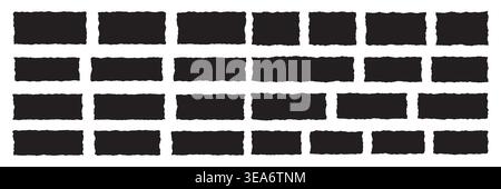 Vecteur rectangle dentelé avec forme de bord de papier et bordure de cadre noir. Bannière rugueuse grunge avec fond carré dentelé et illustration de silhouette Illustration de Vecteur