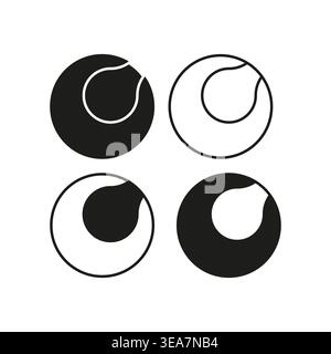 Jeu de balles de tennis. Vecteur d'icône sport. Variété de symboles d'équipement. Design circulaire minimal. Vecteur manuel uniquement. Aucun tracé automatique utilisé. SPE 10. Illustration de Vecteur
