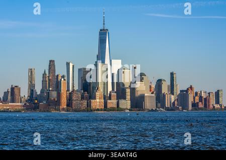 New York, Etats-Unis, 17 mars 2026. Vue depuis Newport, New Jersey, juste de l'autre côté de l'Hudson. Crédit : Enrique Shore Banque D'Images