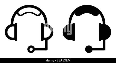 Comparaison des conceptions de micro-casques/oreillettes classiques et modernes pour une efficacité de communication améliorée icônes de contact vectorielles Illustration de Vecteur