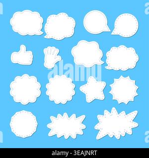 Ensemble de bulles parlantes. Nuages parlants pour les messages courts. Conception de découpe en papier 3D. Illustration de Vecteur