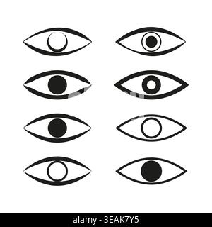 Vecteur de collection d'icônes d'oeil défini. Diverses formes minimalistes représentent la sécurité de la vision et la conception d'interface pour les projets de mise en page. SPE 10. Illustration de Vecteur