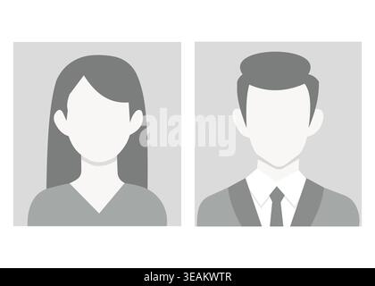 Illustration vectorielle plate des icônes d'avatar utilisateur par défaut présentant des profils masculins et féminins, idéale pour la conception d'interface utilisateur, les applications, les sites Web et les espaces réservés aux comptes utilisateur Illustration de Vecteur