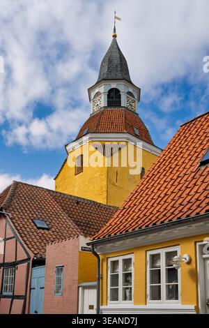 Le clocher historique de Faaborg, Faaborg, Funen, Danemark Banque D'Images