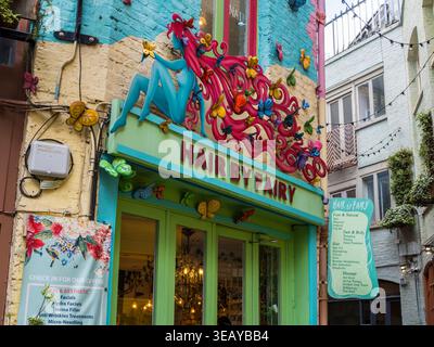 Hair by Fairy, Neils Yard, Covent Garden, Londres, Royaume-Uni. Banque D'Images