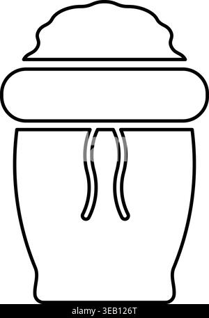 Sac avec farine sac en toile entièrement ouvert sucre sel grain blé concept d'ingrédient contour contour ligne icône de vecteur de couleur noire illustration vectorielle Illustration de Vecteur