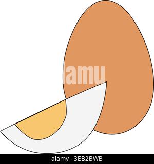Oeuf entier et un quart oeuf couleur composition illustration dessinée à la main. Ligne graphique vectorielle Ensemble d'ingrédients alimentaires pour l'image de marque du marché agricole, cooki Illustration de Vecteur