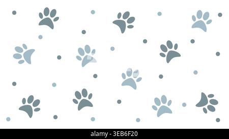 Motif d'impression de patte dispersée avec des points sur fond blanc Illustration de Vecteur