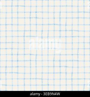 Motif à carreaux aquarelle bleu sans couture avec des lignes de grille dessinées à la main douces sur un fond beige. Motif textile Vichy. Idéal pour tissu, papier peint Banque D'Images