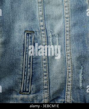 Poche denim avec détails vieillis Banque D'Images