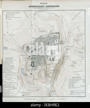 JÉRUSALEM - 3 mars 2025 - carte historique de Jérusalem mettant en évidence les quartiers religieux - chrétiens, arméniens, juifs, musulmans, grecs - révélant l'urb sacré Banque D'Images