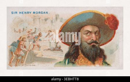 Portrait de Sir Henry Morgan, corsaire, propriétaire de plantation et, plus tard, lieutenant-gouverneur de la Jamaïque. Banque D'Images