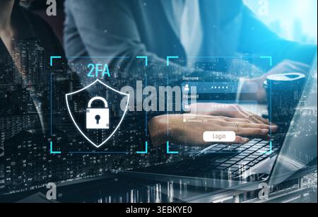 L'authentification à deux facteurs renforce la sécurité du système de connexion. Ajoute la protection, l'authentification à deux facteurs augmente la confidentialité, et à deux facteurs Banque D'Images