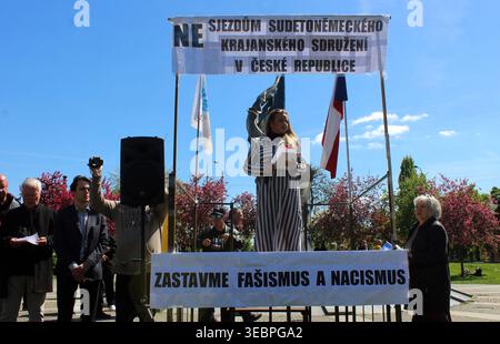 Protestation contre le fait que le congrès allemand des Sudètes se tiendra à Brno, République tchèque, protestation à Prague, République tchèque, avril 26, 2026. (CT Banque D'Images