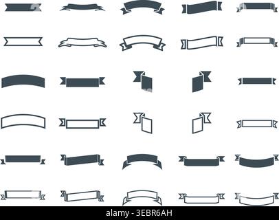 Collection de bannières de ruban et contours de défilement avec étiquettes décoratives Vintage Illustration de Vecteur
