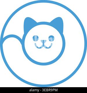 Ensemble logo chat Cute Curled Kitten Silhouette pour le soin des animaux de compagnie Illustration de Vecteur