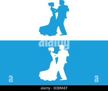 Couple dansant Silhouette romantique Illustration de Vecteur