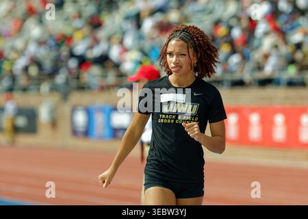 James Madison athlète lors du 130e Penn Relays au Franklin Field, vendredi 24 avril 2026, à Philadelphie. (Jeff Scudder/image du sport) Banque D'Images