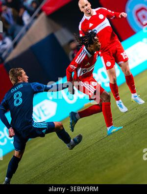 L'attaquant du Chicago Fire Puso Dithejane (12 ans) en action lors du match entre le Chicago Fire FC et le Sporting Kansas City au Soldier Field à Chicago, il, le 25 avril 2026. (Photo de Marcus Nichols/Sipa USA) Banque D'Images