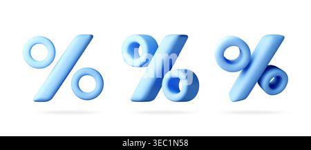 Signes de pourcentage bleu clair dans le style 3D. Illustration de Vecteur