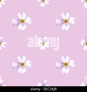 Motif botanique sans couture avec de petites fleurs d'aquarelle blanche. Illustration aquarelle sur un fond rose. Pour textiles, papier peint, papeterie Banque D'Images