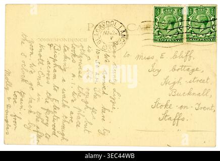 Recto d'une carte postale des années 1930, datée / postée, 20 août 1930, Blackpool, Angleterre, Royaume-Uni Banque D'Images