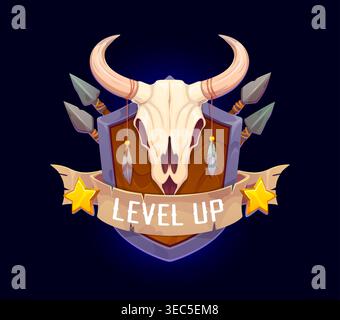 Wild West Cow-boy niveau supérieur, badge de jeu Western Illustration de Vecteur