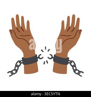 Illustration vectorielle des chaînes cassant les mains. Symbole de liberté et de libération Illustration de Vecteur