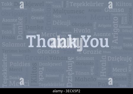 Merci Word Cloud dans les langues internationales. Conception de concept coloré. Expression de remerciement graphique monde. Illustration de Vecteur