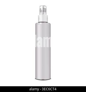 Vaporisateur cosmétique à brouillard fin avec couvercle transparent transparent transparent isolé, maquette réaliste. Récipient de pompe blanc de produit de beauté, maquette vectorielle Illustration de Vecteur