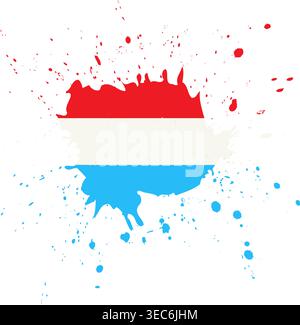 Peint au pinceau grunge drapeau national du Luxembourg. Drapeau classique et réaliste. Bouton Illustration de Vecteur