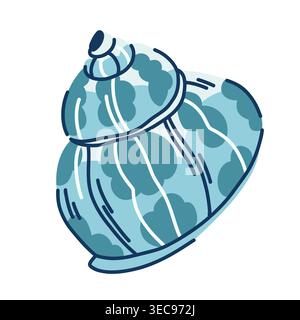 coquille torsadée stylisée en forme de cône de l'escargot de mer turbinidae, mollusque marin turbo Illustration de Vecteur