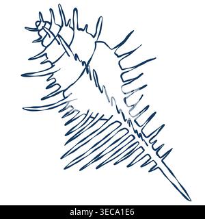 Coquillage méditerranéen fantaisiste dessiné à la main Illustration de Vecteur