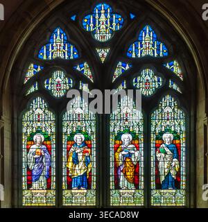 Vitrail à la cathédrale de Fachtna, Rosscarbery, West Cork, Irlande. Banque D'Images