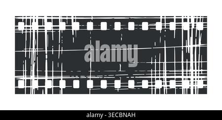 Ancienne icône de bobine de film grunge. Cinéma ou rouleau de film avec cadres. Superposition de film vidéo ou vidéo, film long film de caméra de cinéma ou de photographie Illustration de Vecteur