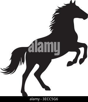 Rearing Horse Silhouette illustration vectorielle isolé sur fond blanc Asset Art Illustration de Vecteur
