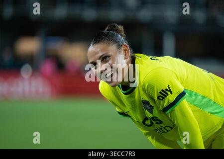 Washington, DC, États-Unis. 29 avril 2026. Washington, DC, États-Unis, 29 avril 2026 : Trinity Rodman (2 Washington Spirit) sourit lors du match de la Ligue nationale féminine de soccer entre le Washington Spirit et le Racing Louisville FC à Audi Field à Washington, DC, États-Unis. (Taneen Momeni/SPP) crédit : SPP Sport Press photo. /Alamy Live News Banque D'Images