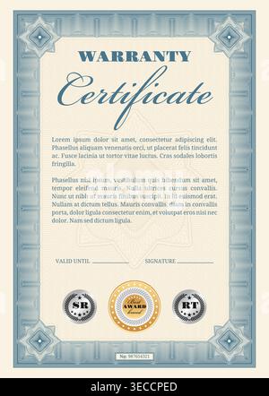 Modèle de garantie et de certificat de garantie Illustration de Vecteur