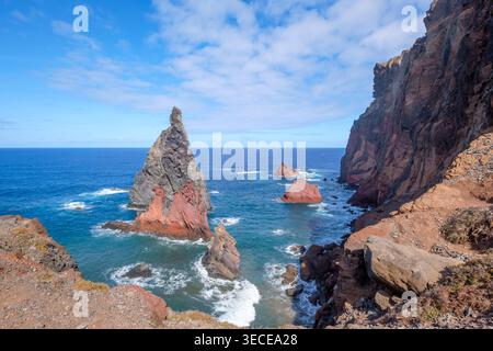 Randonnée Vereda da Ponta de Sao Lourenco sur le côté est de l'île de Madiera Banque D'Images