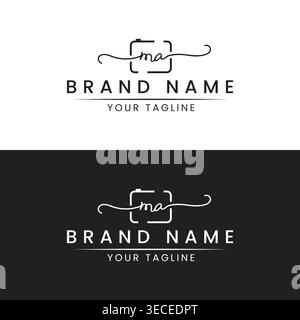 Minimal Photography Camera logo Design Creative Studio Monogram élégant modèle de style signature Illustration de Vecteur