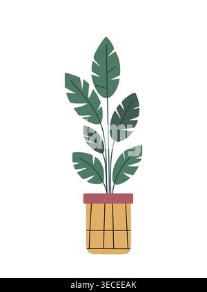 Vecteur plat simple d'une plante en pot Illustration de Vecteur