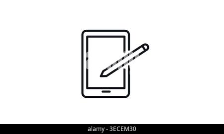 Tablette graphique et icône de stylet : bloc de dessin numérique avec stylo pour les artistes Illustration de Vecteur