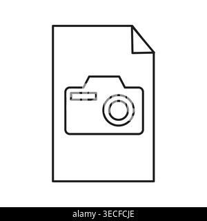 Icône de document de fichier photo numérique avec vecteur de symbole d'appareil photo. Ressource de haute qualité pour la gestion des fichiers Web et des applications de photographie. SPE 10. Illustration de Vecteur