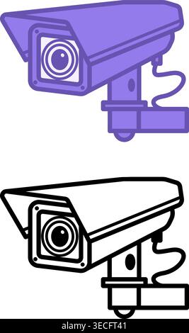 Icônes de caméra CCTV. Illustration vectorielle. Caméra de sécurité fournit la surveillance en ligne de l'intérieur ou de l'extérieur Illustration de Vecteur