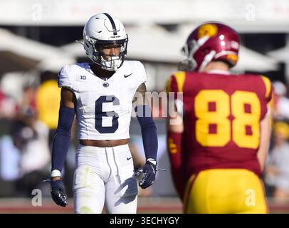 (PHOTOS DE FICHIER) ancien Penn State nittany lions sécurité (6) Zakee Wheatley, ici il est photographié le 12 octobre 2024 victoire contre les Trojans USC, au Los Angeles Memorial Coliseum, la draft de la NFL aura lieu à Pittsburgh, Pennsylvanie, du 23 au 25 avril 2026. (Crédit obligatoire : Jose / MarinMedia.org) (photographe complet absolu, et crédits requis) Banque D'Images