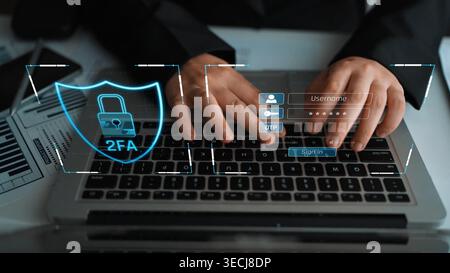 L'authentification à deux facteurs renforce la sécurité du système de connexion. Ajoute la protection, l'authentification à deux facteurs augmente la confidentialité, et à deux facteurs Banque D'Images