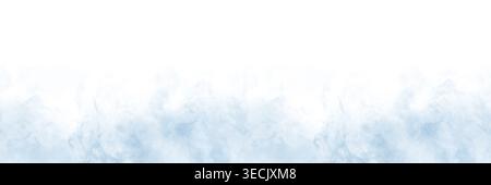 Fumée ou brouillard sur une bordure sans couture. Illustration aquarelle. Nuages bleus, dessin dessiné à la main, isolé sur le fond Banque D'Images