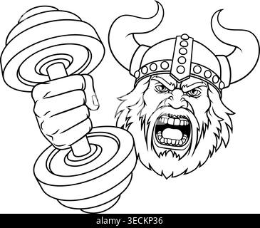 Mascotte de gymnastique d'haltérophilie Viking Illustration de Vecteur