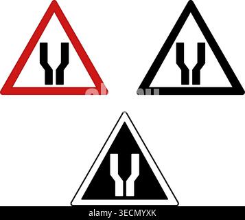 Panneaux Wider Road. Panneaux de signalisation routière. Icônes vectorielles rouge, noir et blanc Illustration de Vecteur